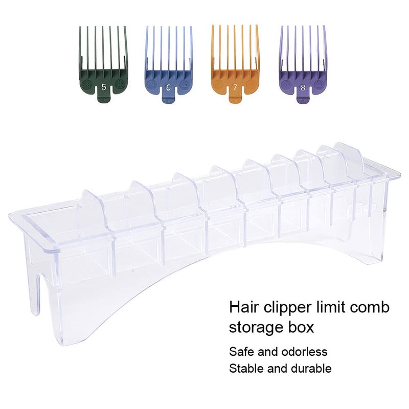 Kodrily Clipper Guard Holder Organizer, Plastic Clipper Blade Holder, 10 Slots Clipper Blade Case, Transparent Limit Comb Guide for Hair Clipper Storage, 9.8 x 2.8 x 2.6in, 1Pcs - Image 4